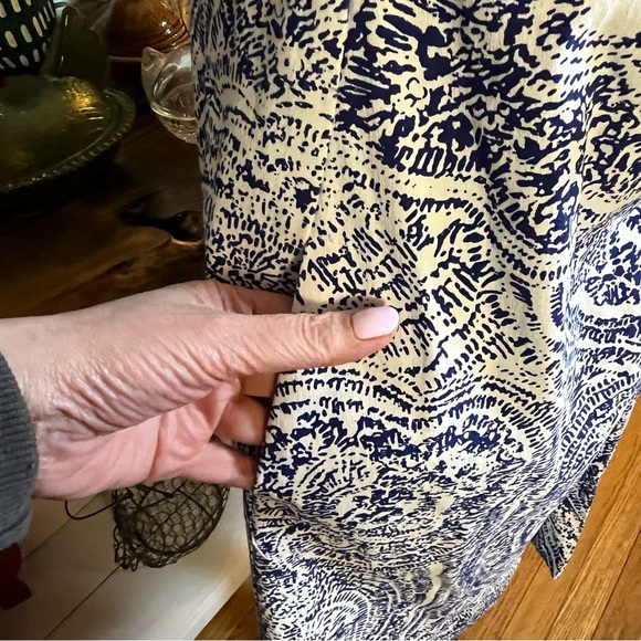 Sara Campbell Paisley Tie Front Shirt Dress Women’s Size L Blue White Preppy USA - Picture 6 of 8